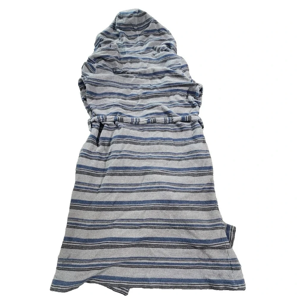 UGG For Men‎ Striped Hooded Robe Grey Blue Knit Loungewear Size Small